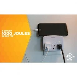 Woods 3-Outlet Surge Tap with Phone Cradle 22 Woods 3-Outlet Surge Tap with Phone Cradle -Surge Protectors Sales Store woods surge protectors 41034 4f 1000