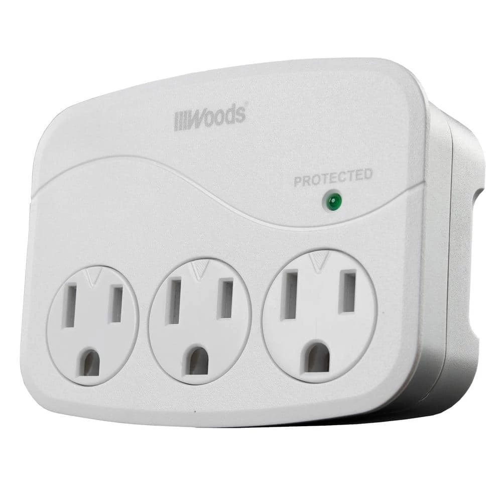 Woods 3-Outlet Surge Tap with Phone Cradle 1 Woods 3-Outlet Surge Tap with Phone Cradle