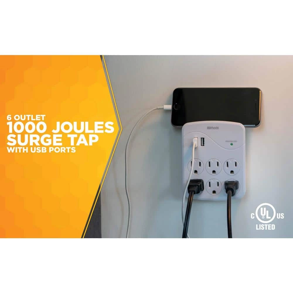 Woods 6-Outlet Surge Tap with Phone Cradle 9 Woods 6-Outlet Surge Tap with Phone Cradle - Image 9