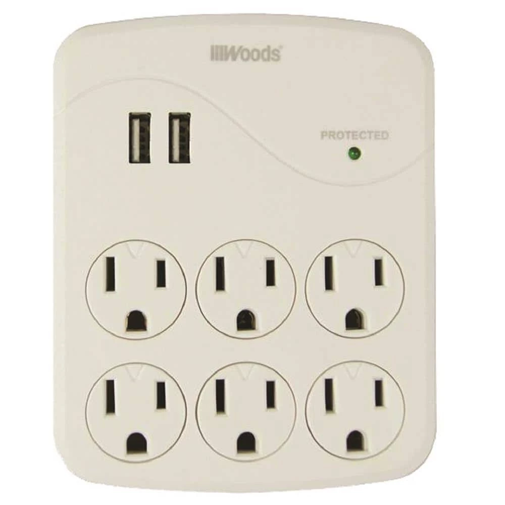 Woods 6-Outlet Surge Tap with Phone Cradle 1 Woods 6-Outlet Surge Tap with Phone Cradle
