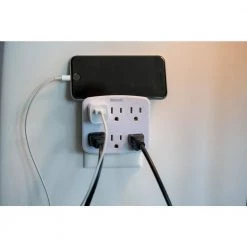 Woods 6-Outlet Wall Tap with Phone Cradle -Surge Protectors Sales Store woods surge protectors 41196 77 1000
