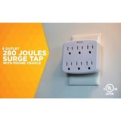 Woods 6- Outlet Surge Tap with Phone Cradle -Surge Protectors Sales Store woods surge protectors 41197 4f 1000