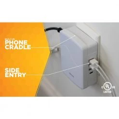 Woods 3-Outlet Surge Tap with Phone Cradle -Surge Protectors Sales Store woods surge protectors 41260 1d 1000