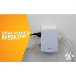 Woods 3-Outlet Surge Tap with Phone Cradle -Surge Protectors Sales Store woods surge protectors 41260 40 1000