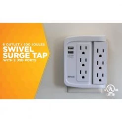 Woods 6-Outlet Surge Tap with Phone Cradle -Surge Protectors Sales Store woods surge protectors 41424 c3 1000