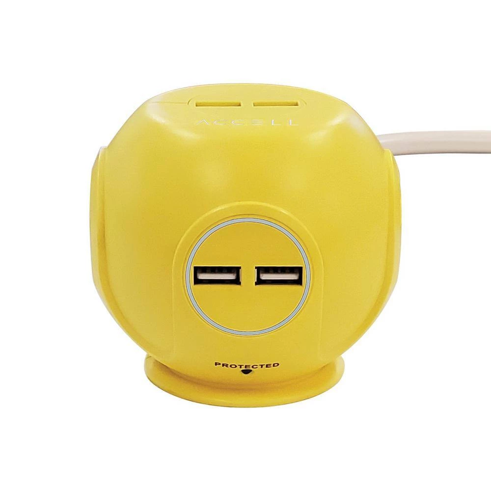 Accell Power Cutie 6 ft. 3-Outlet Yellow Surge Protector with USB Charging Ports 4 Accell Power Cutie 6 ft. 3-Outlet Yellow Surge Protector with USB Charging Ports - Image 4