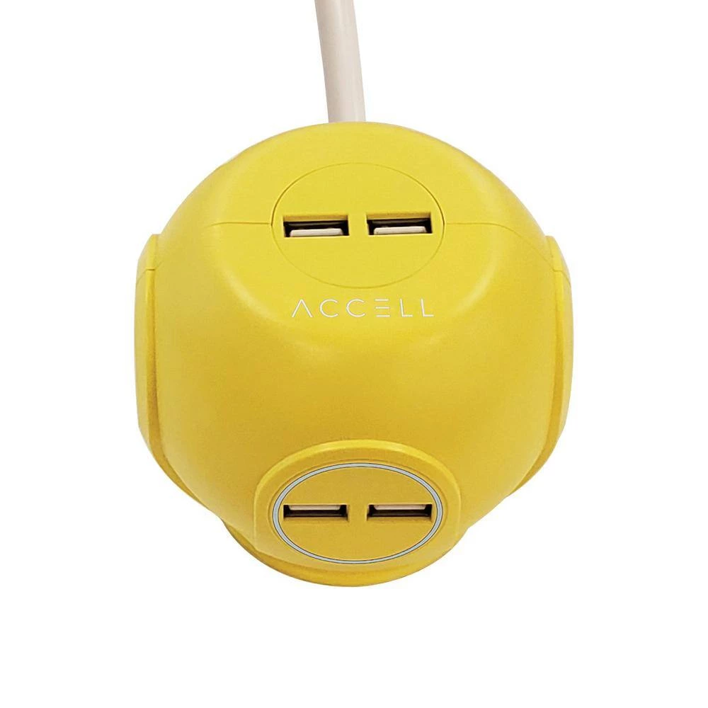 Accell Power Cutie 6 ft. 3-Outlet Yellow Surge Protector with USB Charging Ports 5 Accell Power Cutie 6 ft. 3-Outlet Yellow Surge Protector with USB Charging Ports - Image 5