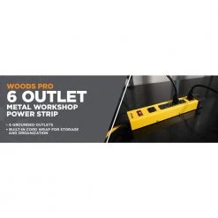 Woods 15 ft. 6-Outlet Metal Heavy-Duty Workshop and Transformer Power Strip Surge Protector -Surge Protectors Sales Store yellow woods surge protectors 4657 40 1000