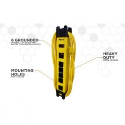 Woods 15 ft. 6-Outlet Metal Heavy-Duty Workshop and Transformer Power Strip Surge Protector -Surge Protectors Sales Store yellow woods surge protectors 4657 a0 1000